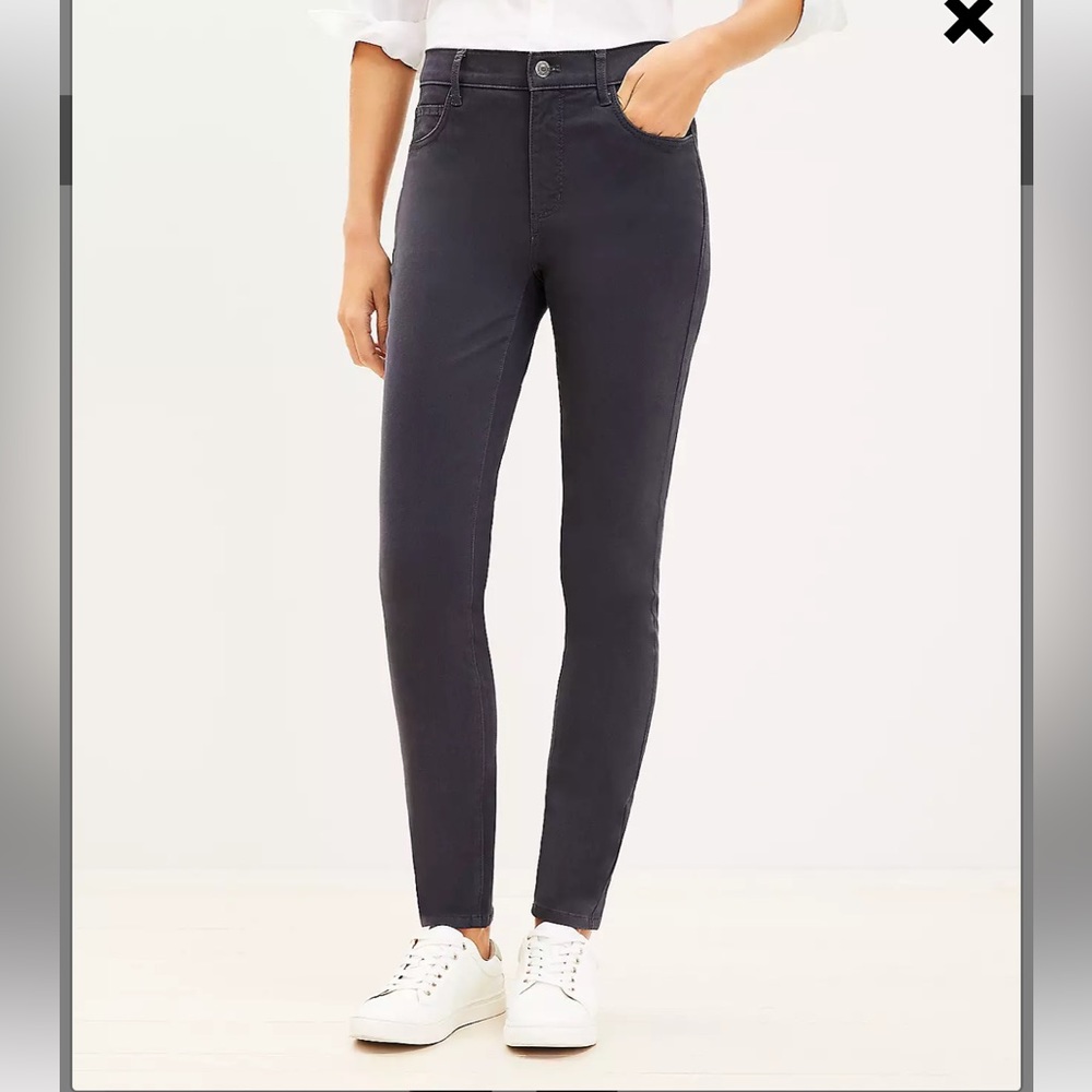 LOFT 25/0 Five Pocket Skinny Pants in Sateen, Gray